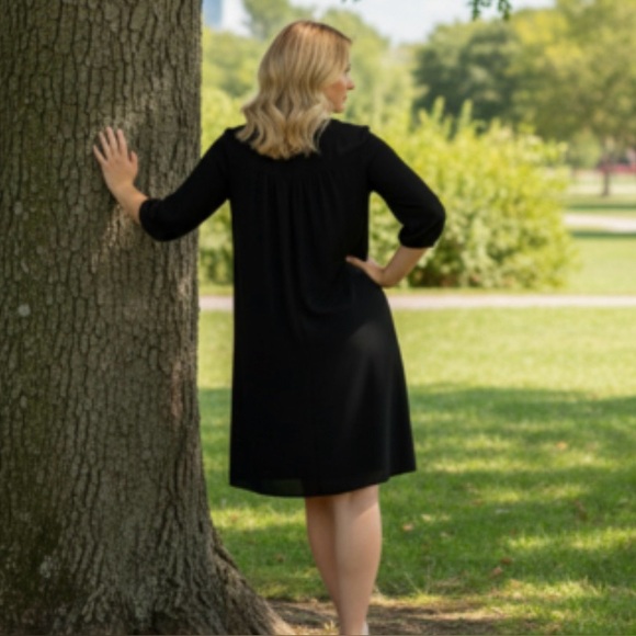 Skies are Blue Black Embroidered Boho Dress - Picture 3 of 10